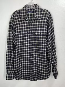 Lands End Flanellhemd Herren Large blau grau kariert Langarm Baumwolle weich neu ohne Etikett - Bild 1 von 7