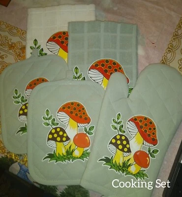 Merry Mushrooms 5 Piece Kitchen Cooking Set - Sage Green (Light) + Photo Magnet  - Image 1 of 3