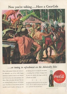 1945 Coca Cola Soda Turning in Refreshment on The Admiralty Isles WW2 Print Ad - Picture 1 of 1