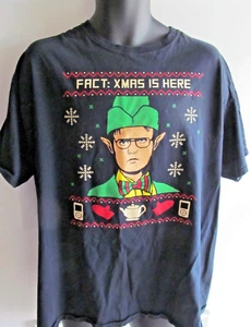 The Office Show Christmas T-Shirt Extra Large Dwight Fact: X-Mas Is Here Elf - Picture 1 of 1