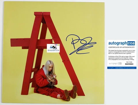 BILLIE EILISH AUTOGRAPH SIGNED DONT SMILE AT ME VINYL RECORD ALBUM LP ACOA COA Cover