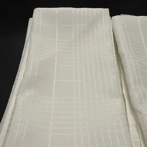 12 White On White Threaded Plaid Stripe Cloth Fabric Dinner Napkins EUC - Picture 1 of 3