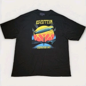 Camiseta Led Zeppelin Día de Celebración Vinilo Gráfico Para Hombres 3XLT Negra Cuello Redondo - Imagen 1 de 6