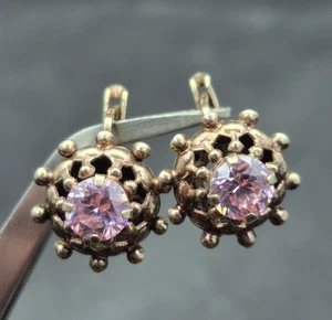 Vintage Soviet Silver Earrings 925 with stones, Vintage Women's Jewelry USSR - Picture 1 of 19