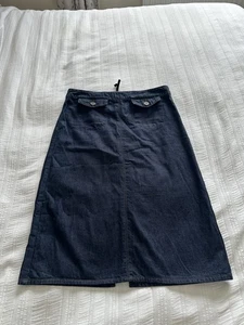 Boden Indigo Blue Denim Midi Skirt Size 16 Pockets 100% Cotton Zip Back - Picture 1 of 15