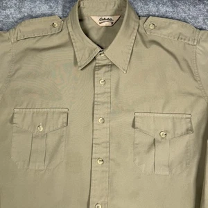Camicia vintage Cabelas uomo LT beige manica lunga bottoni spalline safari - Foto 1 di 7
