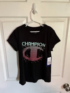 Champion Girls Size M(10/12) Black Short Sleeve T-shirt - Picture 1 of 3