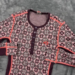 Kari Traa Pullover Damen Medium Lila Rosa Wolle Base Layer Henley Geometrisch - Bild 1 von 10