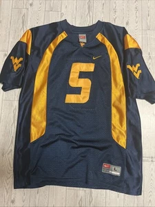 Nike WVU Stitched Mountaineers Football Jersey 5 Youth Large Blue - Picture 1 of 6