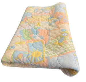 Vintage Triboro Quilted Baby Blanket Satin Edge Nursery Rhyme Theme - Picture 1 of 13