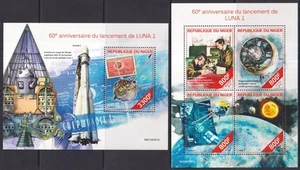 GS1497 2019 NIGER LUNA 1 SELLOS ESPACIALES EN SELLOS #6676-6679+BL1032 MNH - Imagen 1 de 1