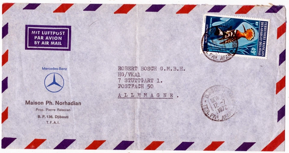 Francese-Afar Issa 1972 affrancatura singola - uccellini luppolo Michel n.66 - Immagine 1 di 1