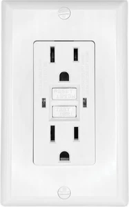 Dual gfci outlet with cover plate white ac electrical - Picture 1 of 5