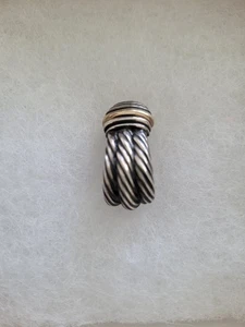 David Yurman Triple Cable Sterling & 14K Gold SINGLE Clip Earring - Picture 1 of 5