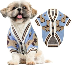 Small Dog Sweaters Cardigans Clothes Puppy Cat Knitting Winter Coats Knitwear - Picture 1 of 15