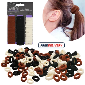 Hair Bobbles Brown,Black,Blonde-36Pk,Elastic Scrunchies/Bands Girls Xmas Gift - Picture 1 of 7
