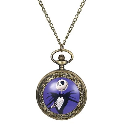 Reloj Bolsillo Cuarzo Tono Bronce Halloween Calavera Esqueleto Números Árabes Regalo Foto 1 de 4