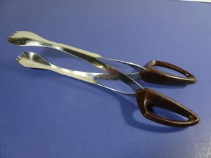 Vintage Rare & Unique Squeezable Ice Tongs Stainless Steel Plastic Handles - Picture 1 of 5