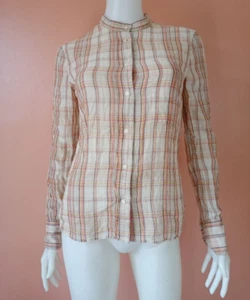 ISABEL MARANT ETOILE LONG SLEEVED BUTTON-DOWN CHECKERED  MULTICOLOR TOP SIZE 0 - Picture 1 of 7