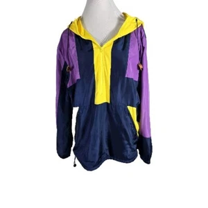 Camp Mens Size L Multi Color Poly Pull Over Hoodie Windbreaker B50 - Picture 1 of 24