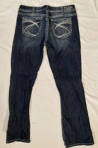Pantalones de mezclilla elásticos plateados Suki para mujer talla 34/32 usados una vez - Imagen 1 de 4