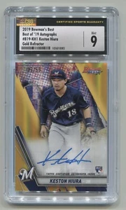 2019 Bowman's Best Autograph Gold Refractor Keston Hiura #/50 CGC 9 (Auto 10) - Picture 1 of 2