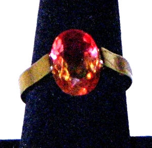 10k Yellow Gold Plated Ring with Large 3ct. Orange Citrine Gemstone Sz 8.5 - Picture 1 of 7