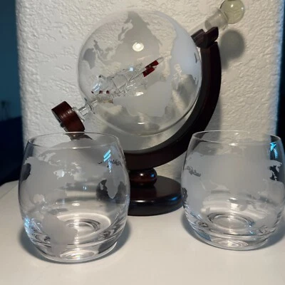 30 oz Whiskey Decanter Globe Set, For Liquor Scotch Bourbon Vodka+2 glasses - Image 1 of 4