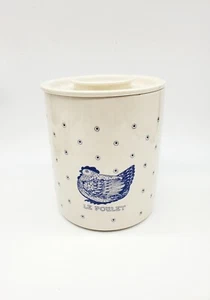 Vintage Taylor & Ng Le Poulet Large Ceramic Lidded Canister White & Blue RARE - Picture 1 of 7