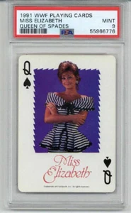 1991 WWF PLAYING CARDS QUEEN OF SPADES MISS ELIZABETH WRESTLING WWE PSA 9 POP 3 - Picture 1 of 2