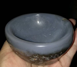 312g Achat Schale handgeschnitzt natürliche Form & Färbung 3” Durchmesser 1 1/2” tief - Bild 1 von 9