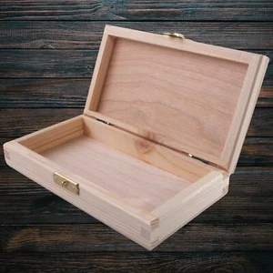 Caja de madera pequeña delgada | 17,5x10x3,5 cm| Estuche de regalo poco profundo soporte de memoria de recuerdo - Imagen 1 de 12