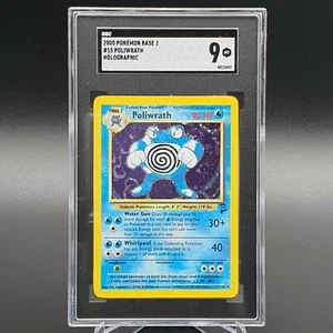 SGC 9 MINT POKEMON CARD 2000 BASE SET 2 POLIWRATH HOLO 15/130 GRADED - Picture 1 of 2