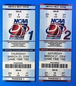 2004 NCAA Basketball Phoenix Reg Full Tickets 2x UCONN Alabama Syracuse Vandy - Bild 1 von 2