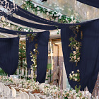 Deckendekorationen für Hochzeit marineblau Chiffon Hochzeit Bogen Drapieren Stoff 6