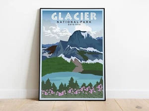 Glacier National Park Travel Print-California Camping Trip-Home Decor - Picture 1 of 4
