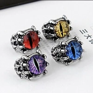 Dragon Claw Evil Eye Ring Harley Rock Skull Band Adjustable Size 8-11 Jewelry - Picture 1 of 16