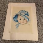 Vintage Blue Bonnet Baby Litho Art By Maud Tousry Rangel Gp 1974