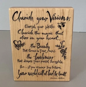 PSX 2002 Large Rubber Stamp “Cherish Your Visions” 4.5” x 3.5” - Picture 1 of 2