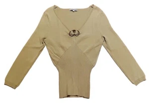 NWT Cropped Sage Green Knit Sweater Top 3/4 Sleeves sz Small Retro 60s 70s - Picture 1 of 11