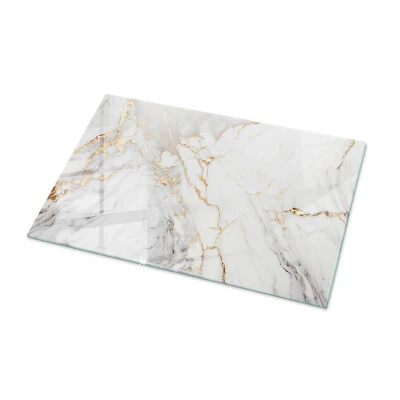 Gehärtet Glasplatte Rechteckig ESG Tischplatte Eleganter Marmor mit Adern 100x70 - Bild 1 von 4