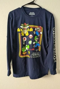 Super Mario Bros T-Shirt Herren Medium Langarm Mario Luigi Yoshi Bowser Toad - Bild 1 von 4