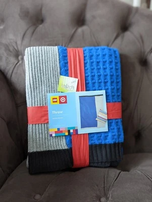 LEGO X TARGET Colección Bloque de Color Suéter Tejido Manta TIRAR, Azul Gris Negro Foto 1 de 4