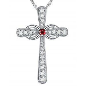 Gorgeous Cross 925 Silver Necklace Pendant Women Cubic Zircon Wedding Jewelry