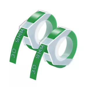 2PK White on Green 3D Embossing Tape For Dymo Organizer Express Pro Label Maker - Picture 1 of 11