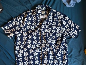 J. Camisa Crew Floral Cáñamo Algodón Abotonada S/S Grande $78 - Imagen 1 de 3