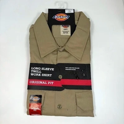 Новый с Ярлыками Dickies длинным рукавом саржи работы рубашка мужская 2XL высокий хаки оригинальный легкий уход - Изображение 1 из 4