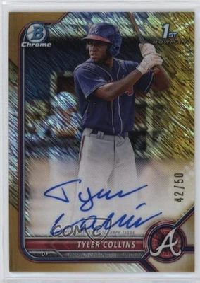 2022 Bowman Chrome Prospect Gold Shimmer Refractor /50 Tyler Collins Auto - Image 1 of 2