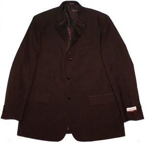 Men's Linea Uomo 43L Black Tuxedo Jacket with Satin Notch Lapels Poly Wool, NEW - Picture 1 of 3