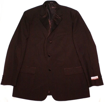 Men's Linea Uomo 43L Black Tuxedo Jacket with Satin Notch Lapels Poly Wool, NEW - Image 1 of 3
